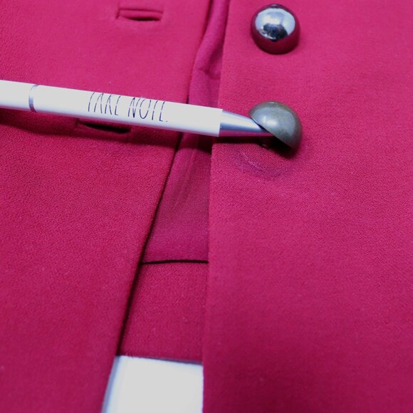 Donna Karan New York Size 8 Red Blazer Stretch Jacket Silver Buttons - Picture 10 of 16